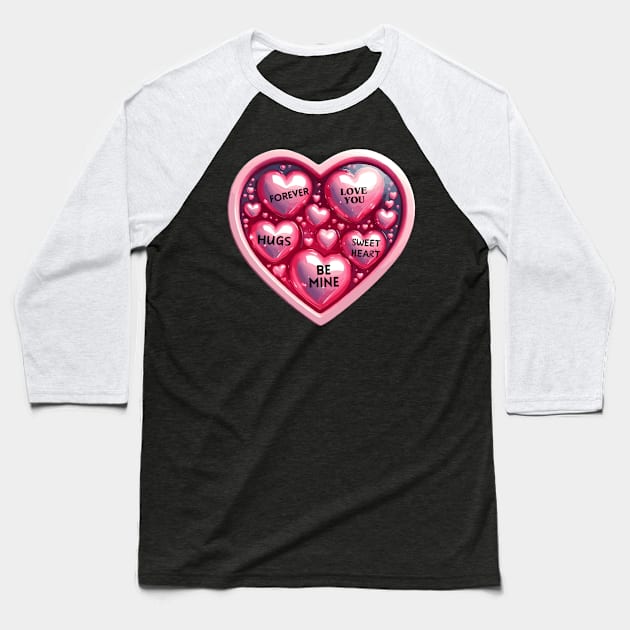 Valentine's Day Hearts Baseball T-Shirt by Graceful Designs